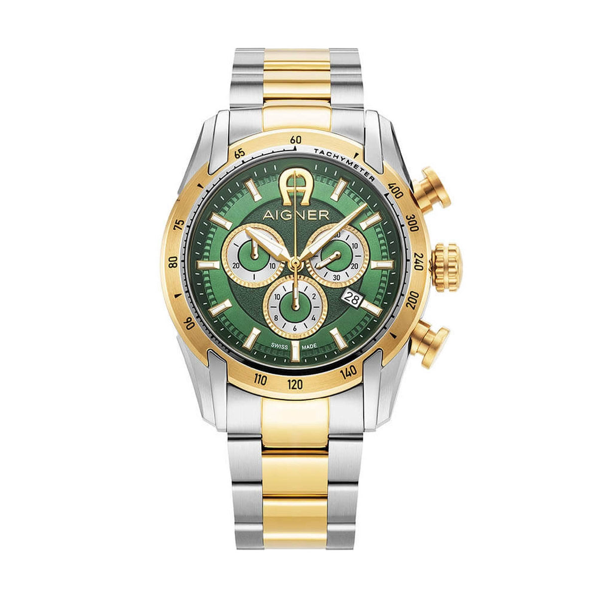 Aigner Armbanduhr Herren Benevento Silber Gold Grün AGW.236005