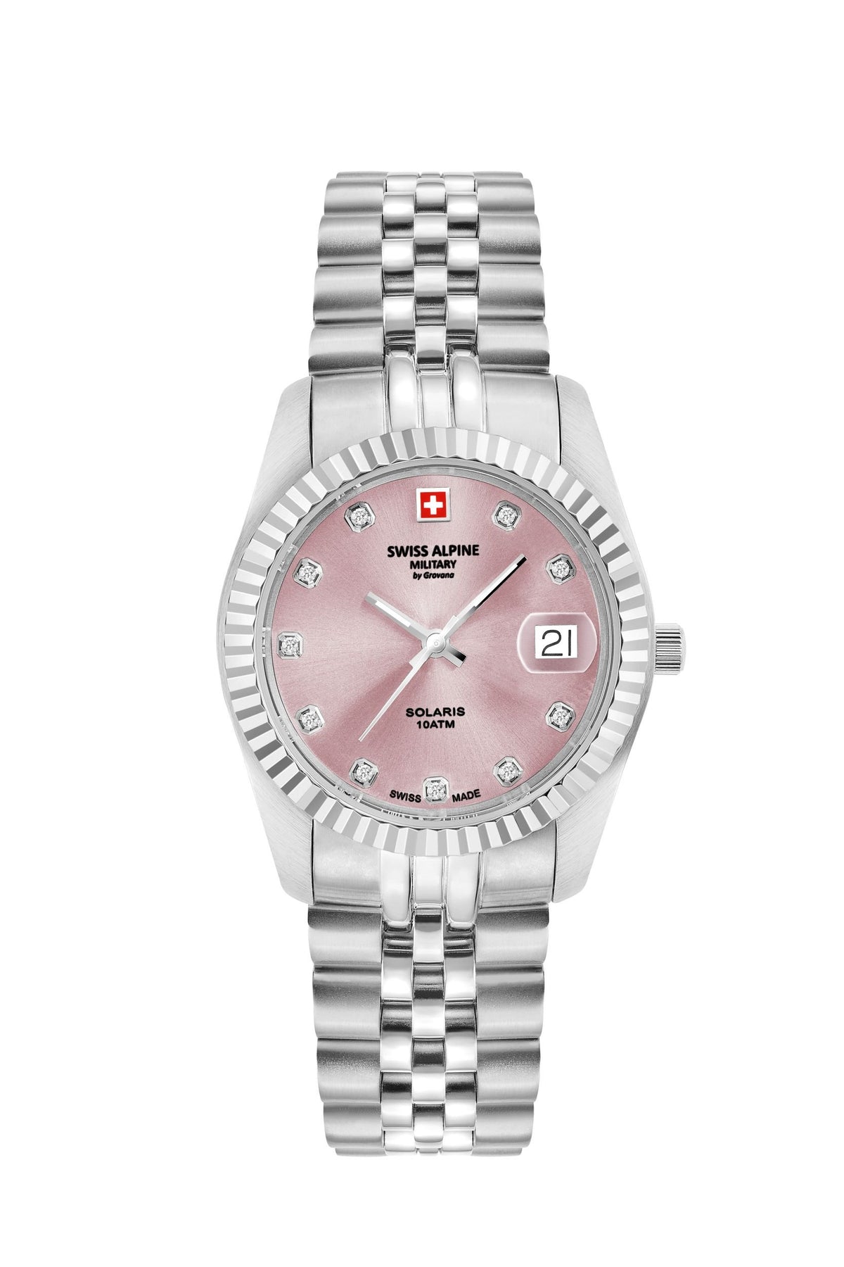 Swiss Alpine Military by Grovana Armbanduhr Damen Solaris Silber Rosa 7716.1236
