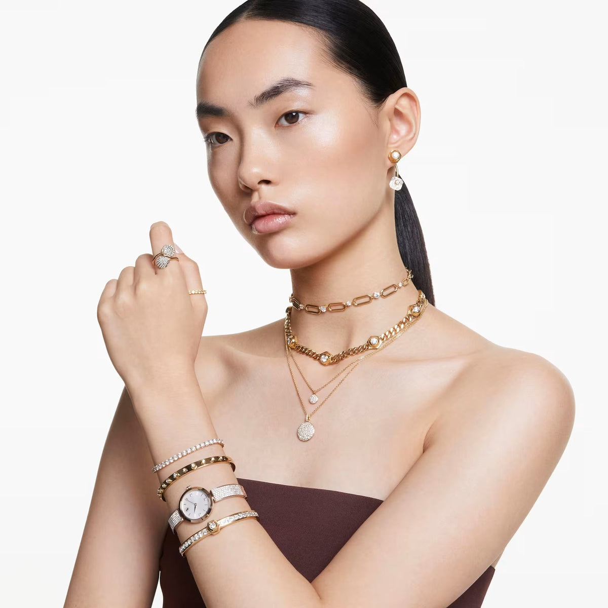 Swarovski Armbanduhr Damen Illumina Goldfarben Champagne 5671196