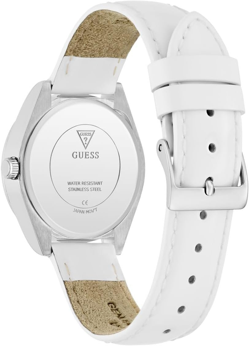 Guess Armbanduhr Damen Guess Ladies White Silver Tone Analog Watch GW0989L1 Silber Weiß GW0989L1