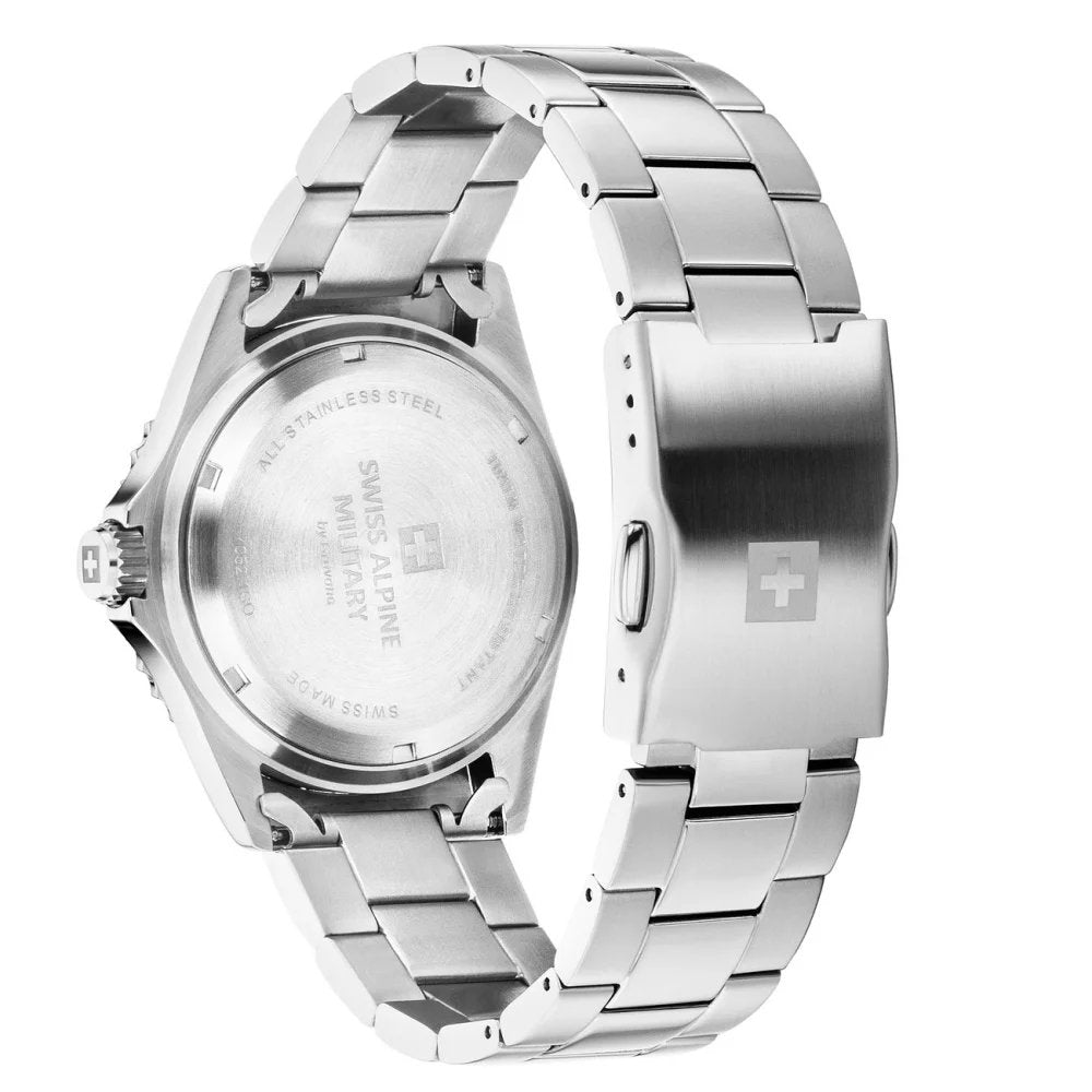 Swiss Alpine Military by Grovana Herrenuhr Nautilus GMT Silber Schwarz 7052.1122