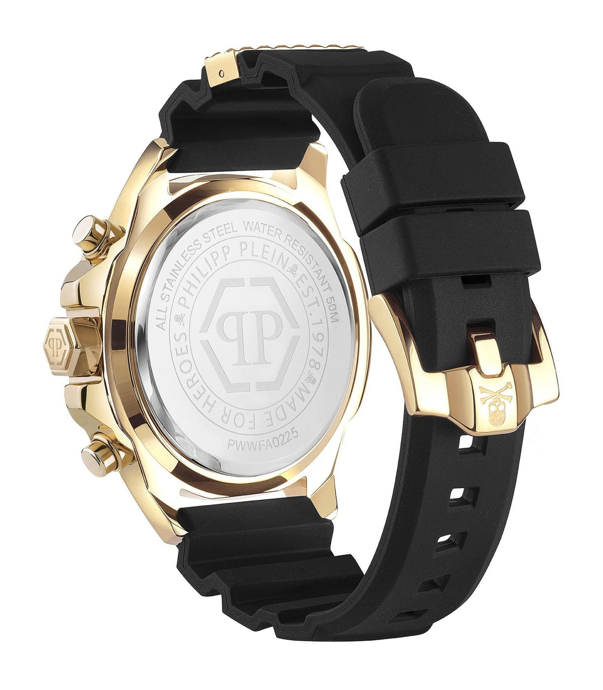 Philipp Plein Herrenuhr The $kull Chrono Schwarz/Gold PWWFA0225