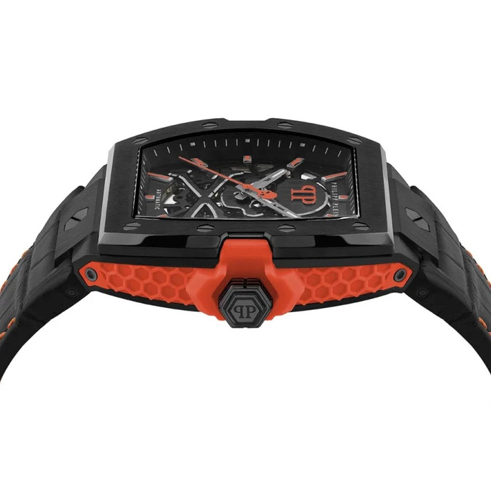 Philipp Plein Herrenuhr Automatik The Skeleton 2.0 Schwarz, Orange PWJFA1326