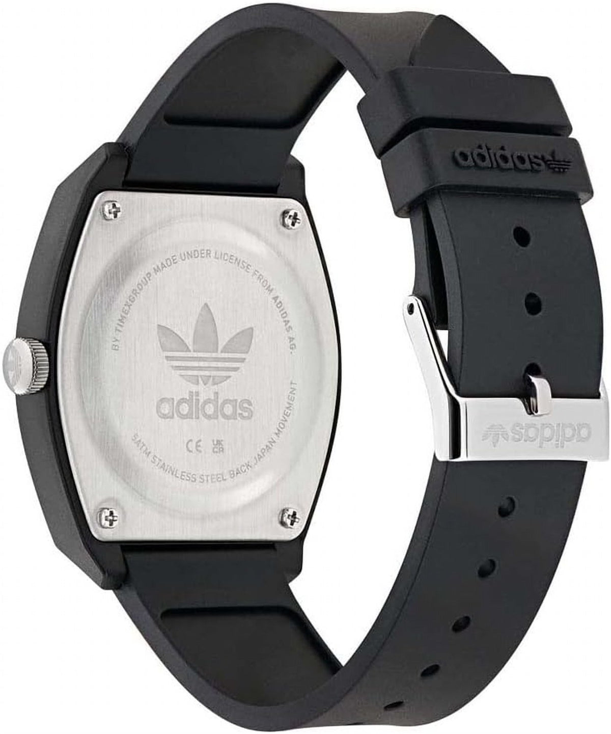 adidas Project Two Unisex Armbanduhr, Quarz Analog, Kunststoff, 38 mm, Kunststoffarmband, Schwarz, 5 bar, Zifferblattfarbe: Grün, AOST25549