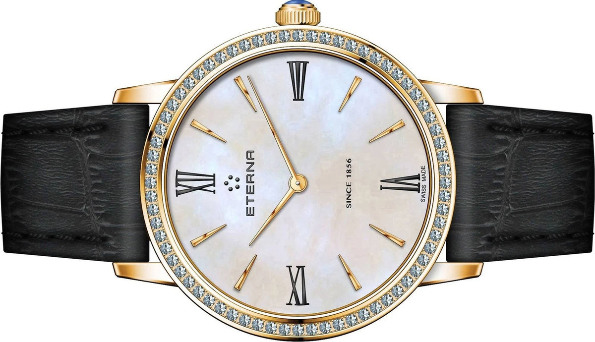 Eterna Armbanduhr Damen Quartz 32mm Rosegold Schwarz Perlmutt 2720.57.67.1386