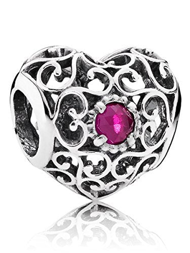 PANDORA Damen-Charm Juli Herz 925 Silber Rubin rot - 791784SRU