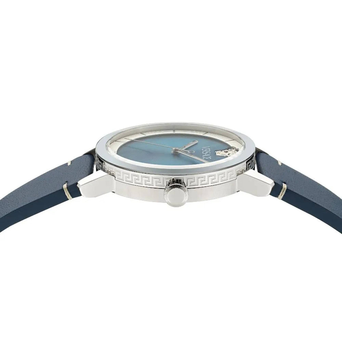 Versace Herrenuhr V‑Helix Blau Lederband VE9G00124