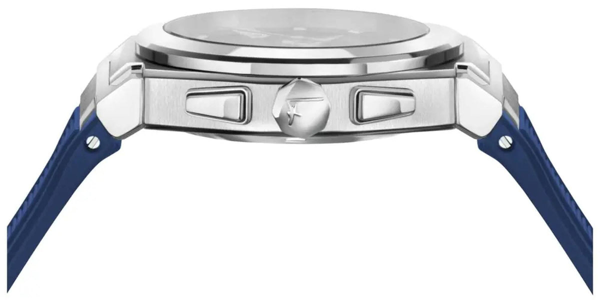 Salvatore Ferragamo Uhr Unisex Vega Chrono Silicone Silber und Blau SF5D00225