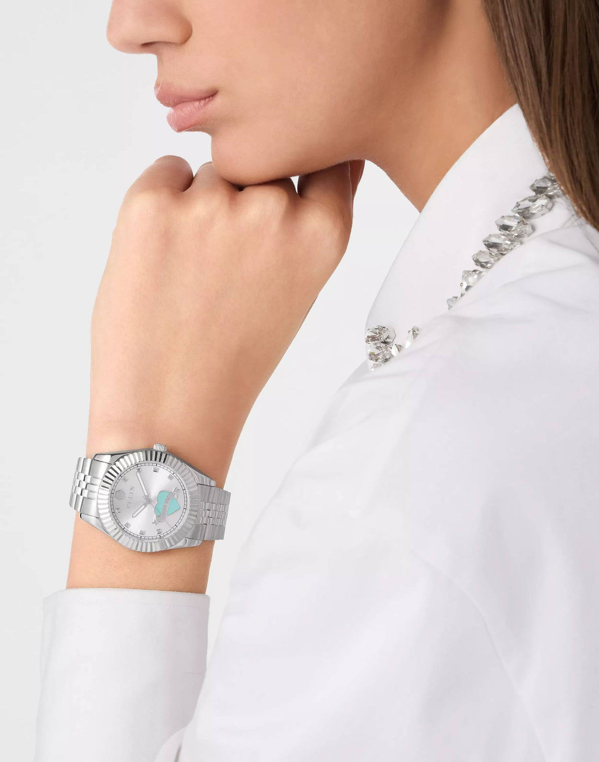 Philipp Plein Damenuhr Plein Valentine PW2BA1125 Edelstahl 38 mm Silber