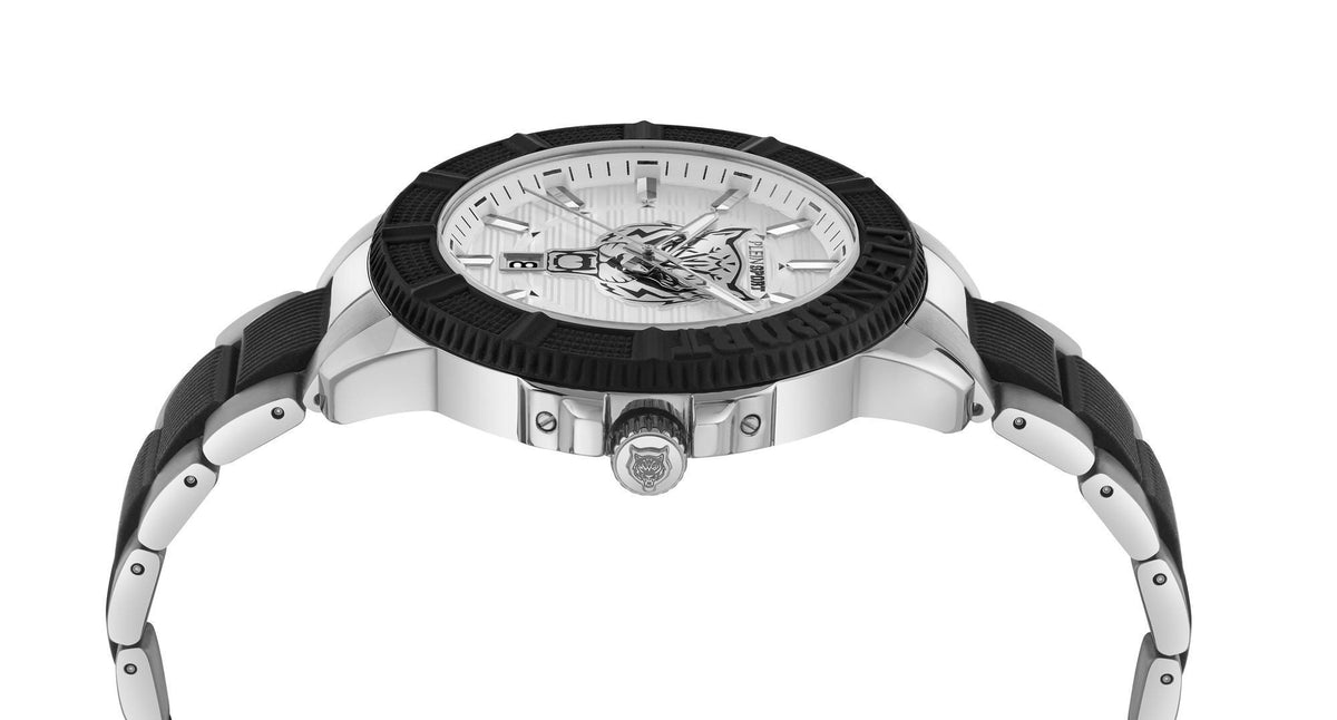Plein Sport Herren Uhr CITY RUSH PSAEA0624 Edelstahl Zwei‑Ton 45 mm
