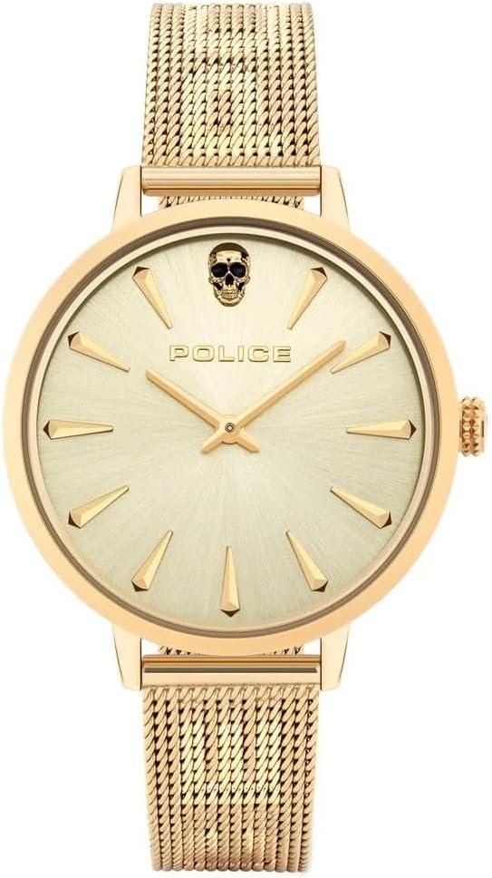 Police Damenuhr Miona Gold mit Edelstahlarmband, Analog, Quarz, 3 Bar, PL16035MSG.22MM