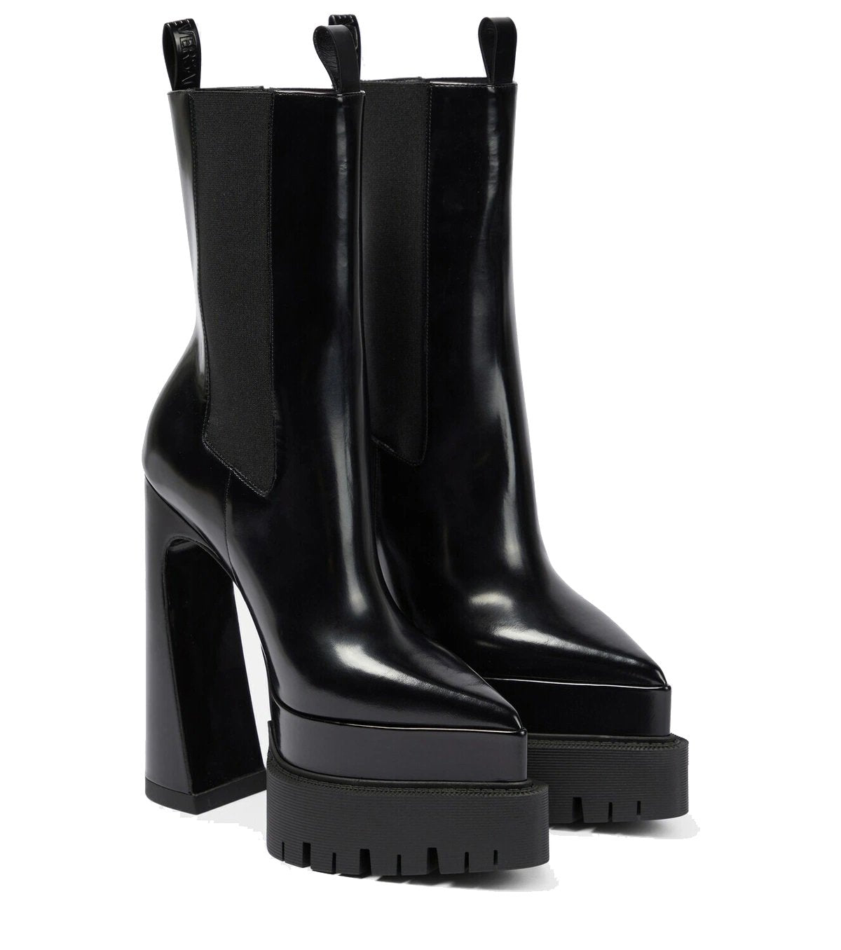 Versace Damen Stiefeletten Medusa schwarz poliertem Leder High Heel Plattform Stiefel 1007143-DVT51-1B000