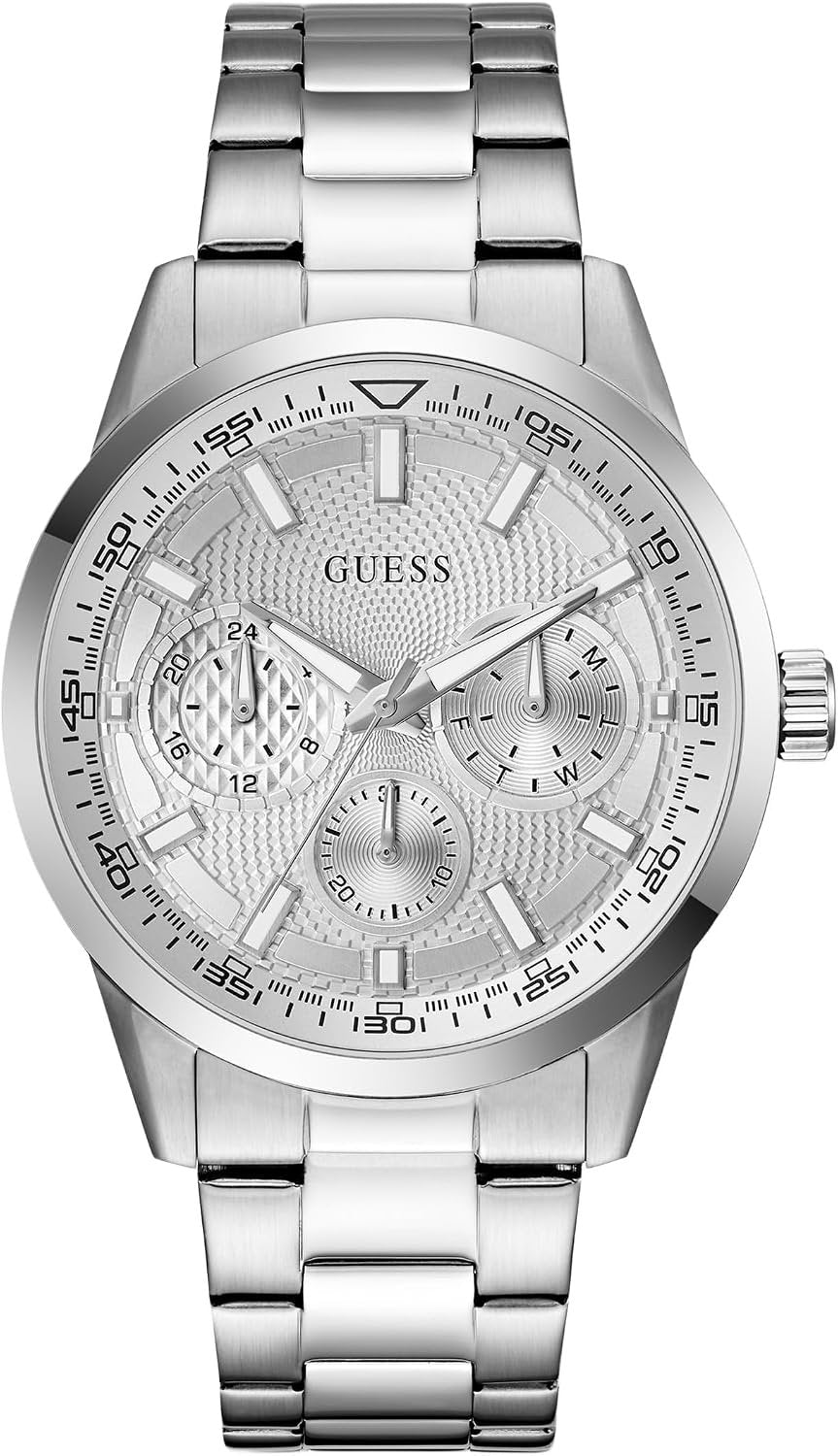 Guess Multifunktionsuhr Herren Silver Tone Multi-function Watch (Trey) Silber GW0963G1