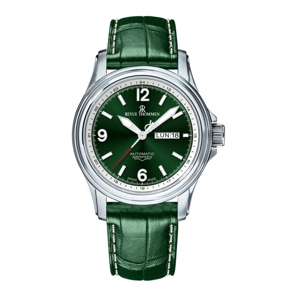Revue Thommen Armbanduhr Herren XLarge High Tech Silber Grün 16040.2334