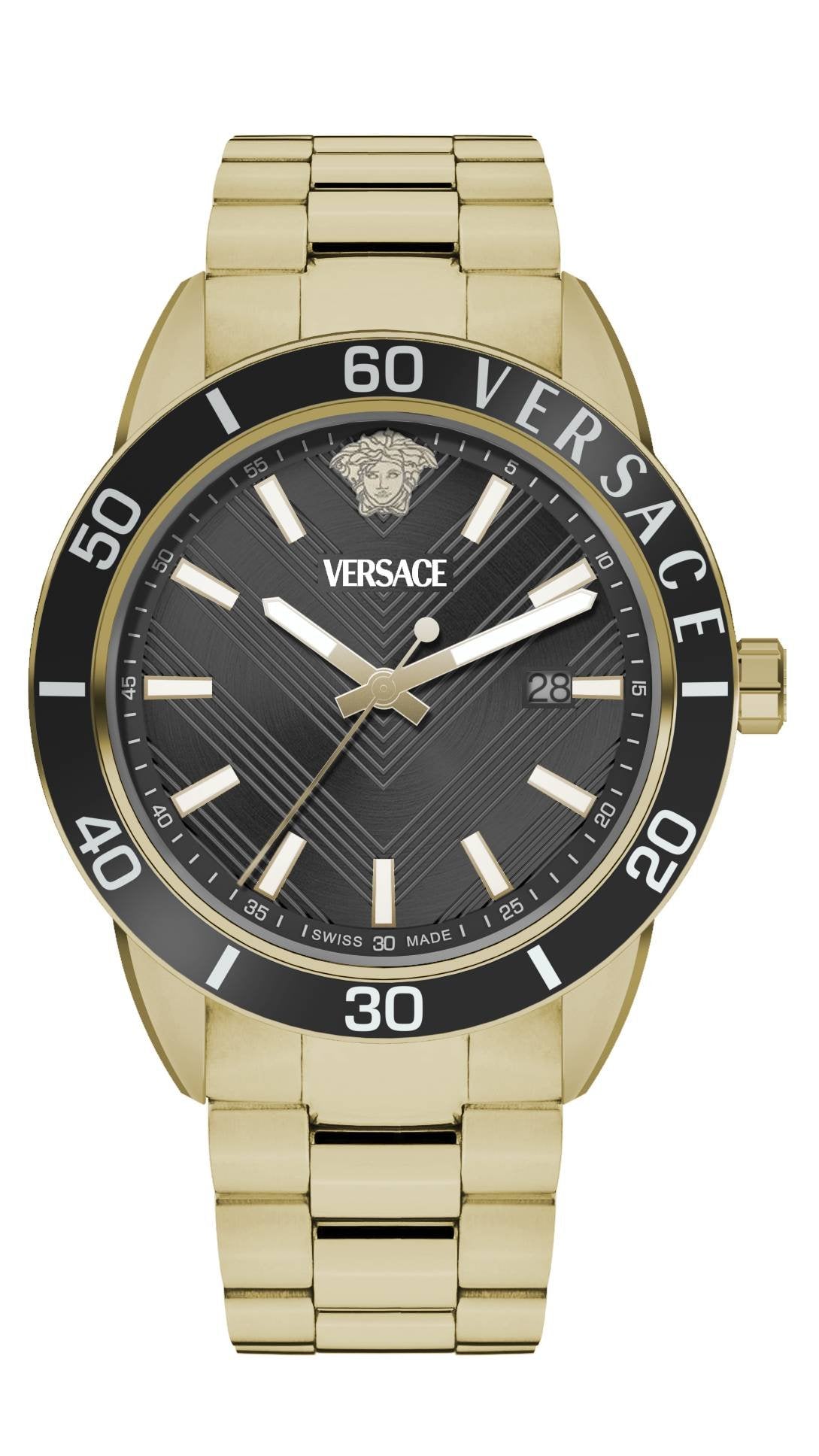 Versace Herren Armbanduhr Greca Urban schwarz gold VEYCA0724