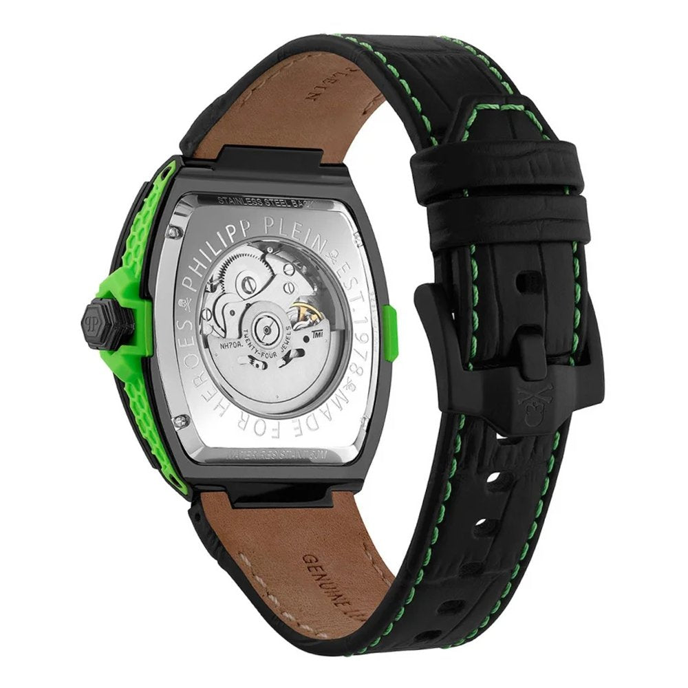Philipp Plein Herrenuhr Automatik The Skeleton 2.0 Schwarz, Grün PWJFA1426