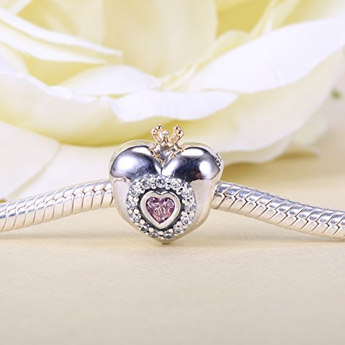 Pandora Damen-Charm Prinzessin Heart 925 Silber Zirkonia pink Kissenschliff - 791375PCZ