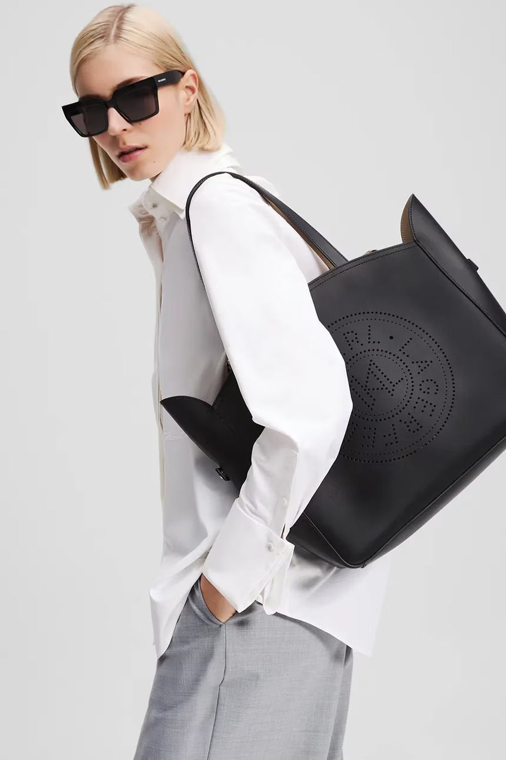 Karl Lagerfeld Handtasche Damen K Circle Medium Zip Tote Schwarz A3W30043 999