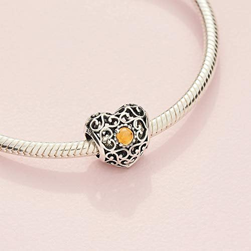 PANDORA Damen-Charm November Herz 925 Silber Citrin gelb - 791784CI