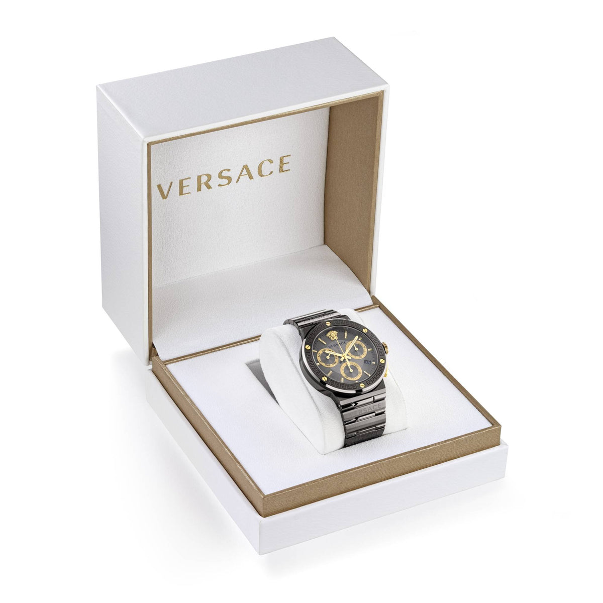 Versace Herrenuhr Chronograph Greca Logo Chrono VEZ900521 Anthrazit