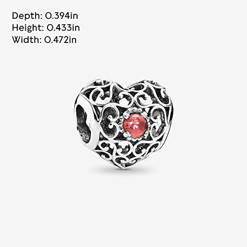 PANDORA Damen-Charm Januar Herz 925 Silber Granat rot - 791784GR