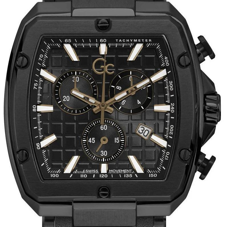 Guess Collection Herren Chronograph GC Spirit Tonneau Schwarz Y83003G2MF