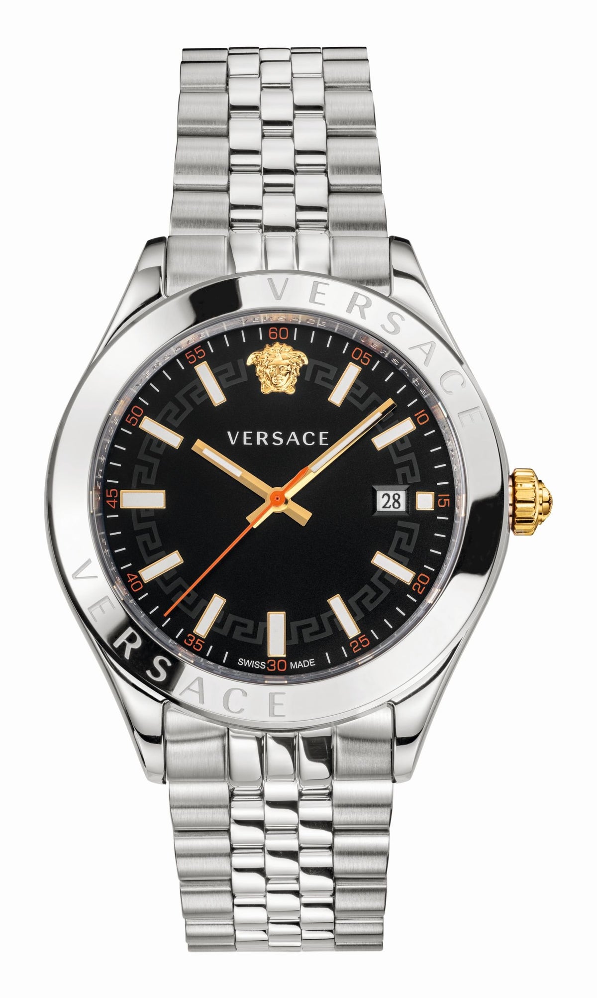 Versace Herren‑Armbanduhr Hellenyium Schwarz/Silber Edelstahl VEVK00420