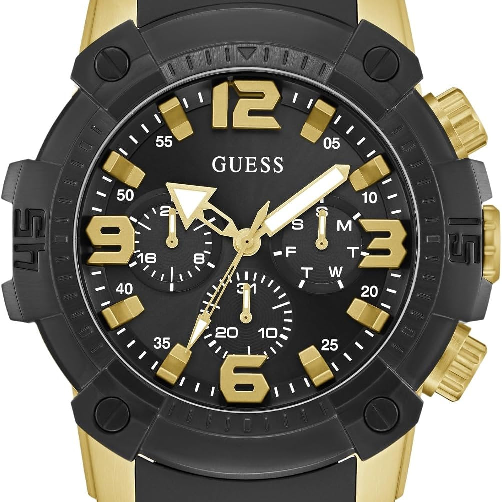 Guess Armbanduhr Herren Linebacker Multifunktion Bicolor Schwarz Gold GW0911G3