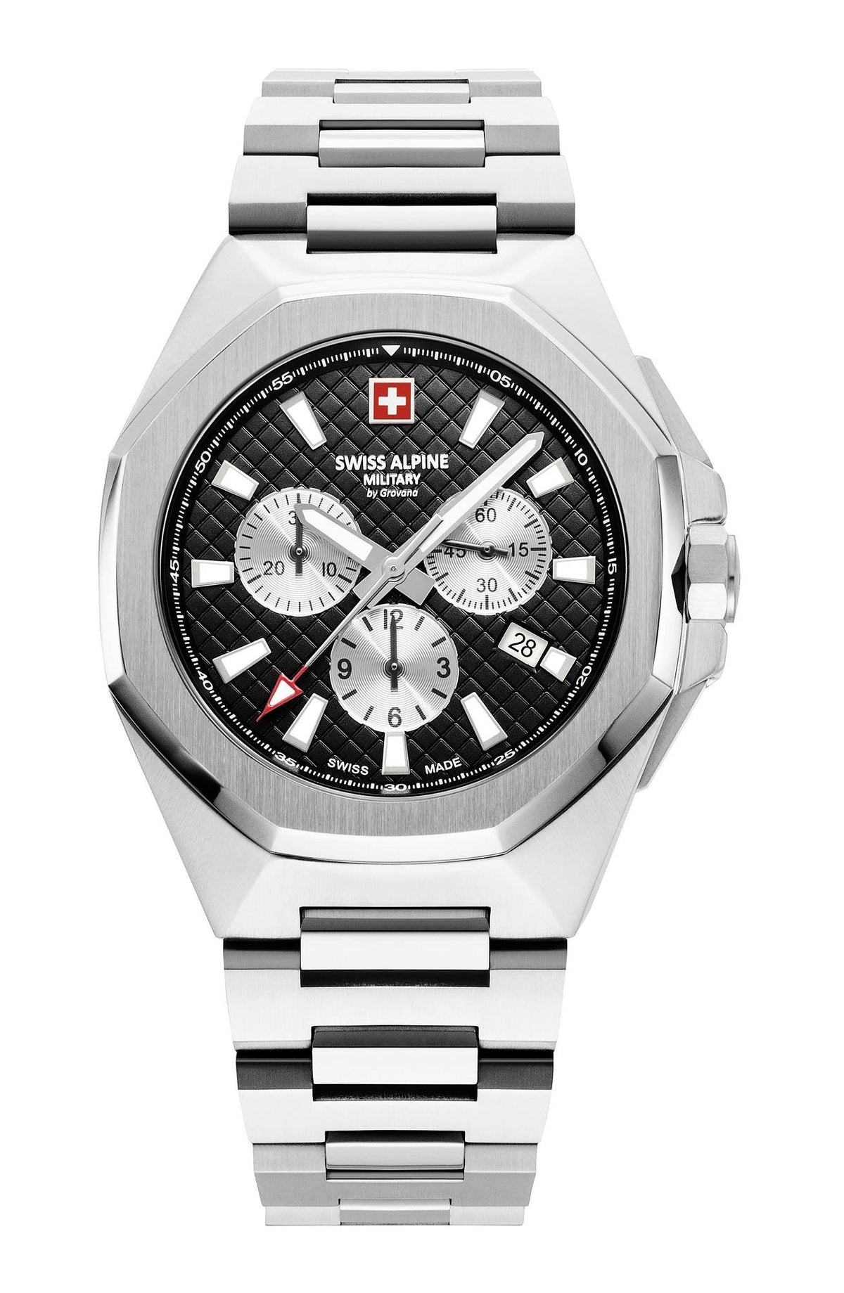 Swiss Alpine Military Herren Armbanduhr Chronograph 42 mm Avenger silber 7005.9137