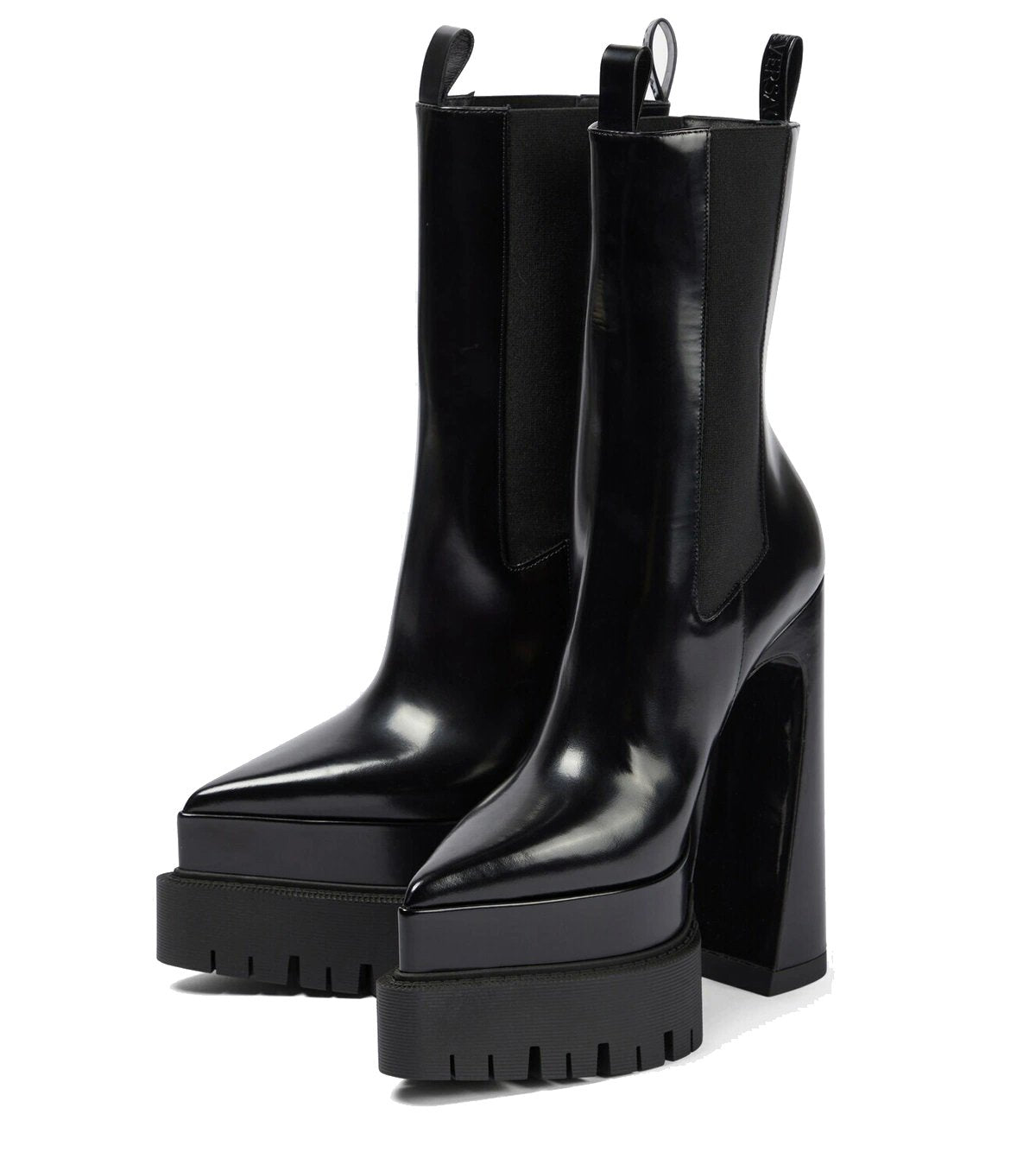 Versace Damen Stiefeletten Medusa schwarz poliertem Leder High Heel Plattform Stiefel 1007143-DVT51-1B000