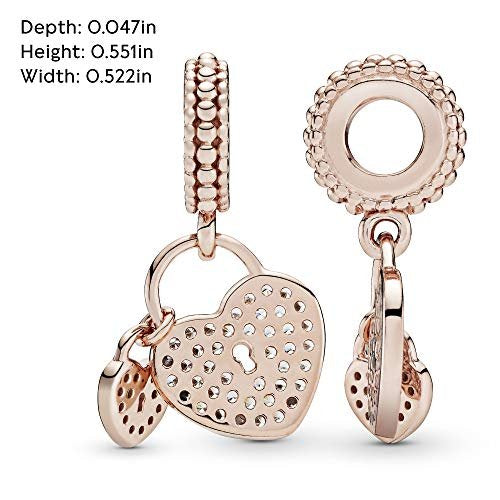 PANDORA Pavé-Herzschlösser Charm-Anhänger mit 14 Karat rosévergoldete Metalllegierung und Cubic Zirkonia Steinen Moments Collection
