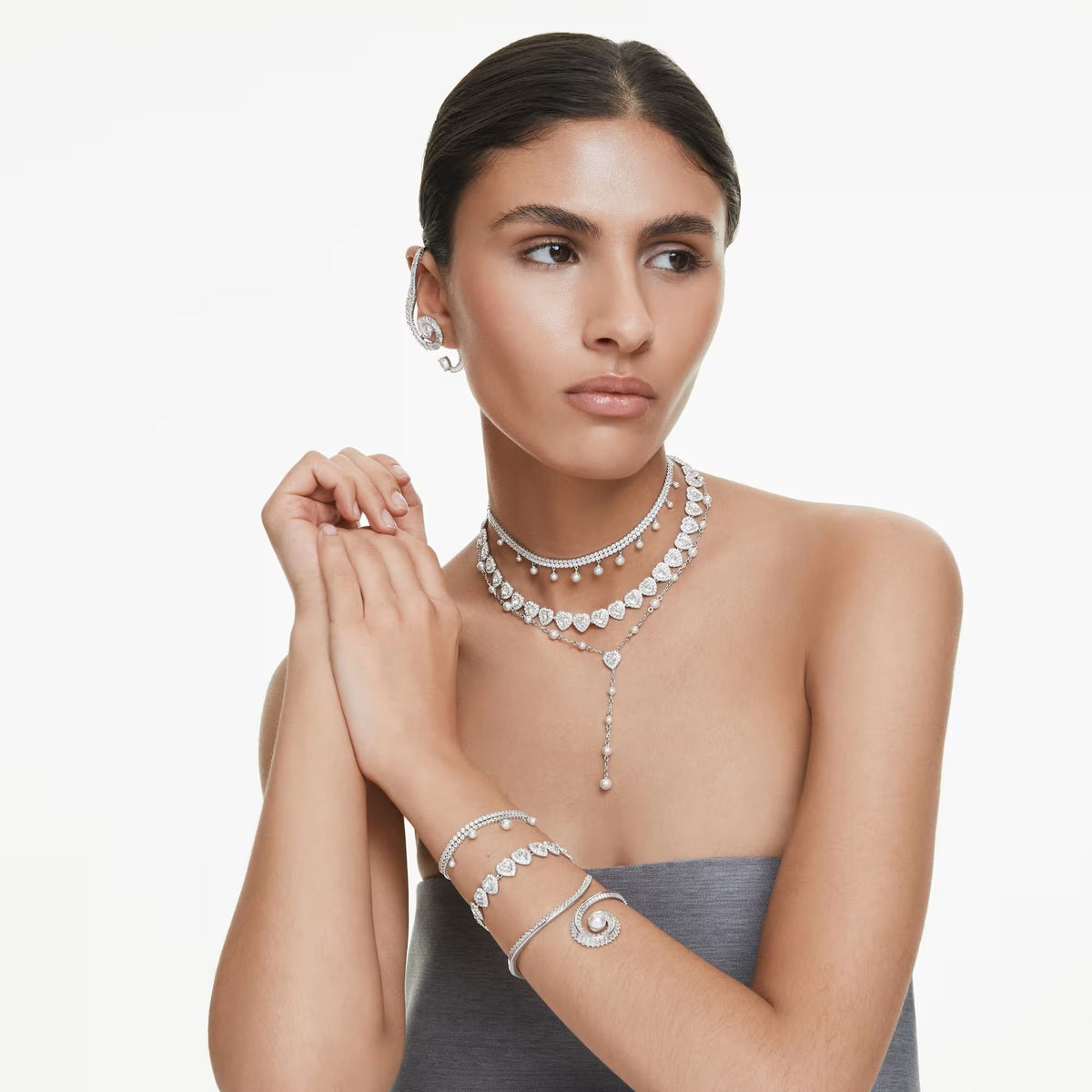 Swarovski Unisex Ariana Grande x Swarovski Ohrclips Music Note Weiß Rhodiniert 5720866