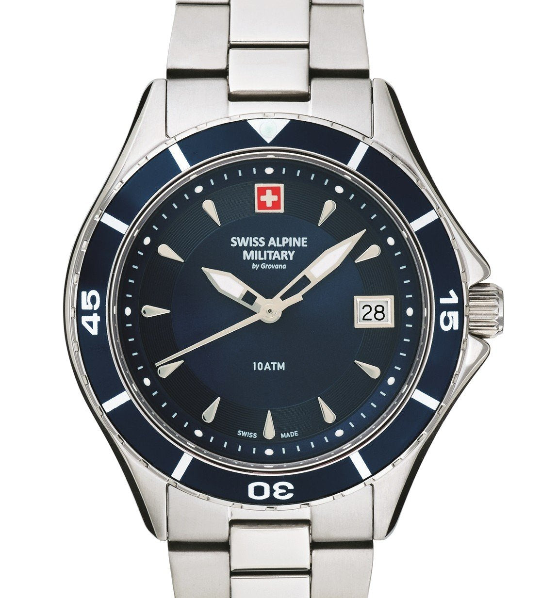 Swiss Alpine Military Damen Armbanduhr Taucheruhr Nautilus silber/blau 7740.1135
