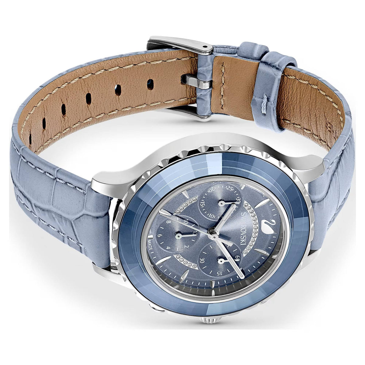 Swarovski Octea Lux Chrono Uhr in Blau mit Lederarmband - Schweizer Qualität, Edelstahl, Artikelnummer 5580600