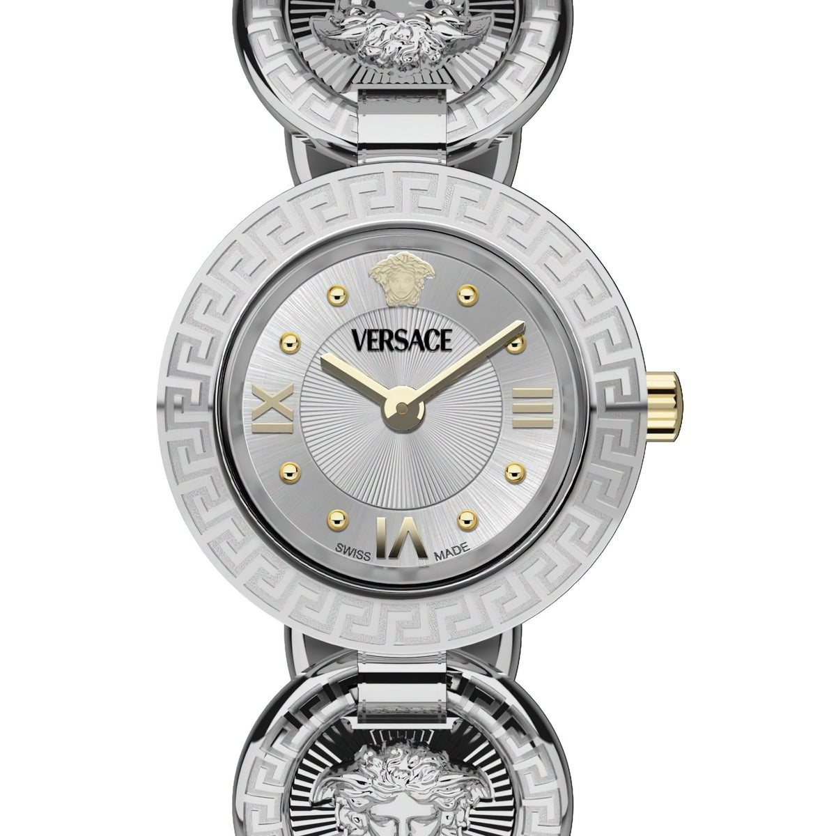 Versace Damen Armbanduhr Greca Jewel Silber/Gold VEWCA0124