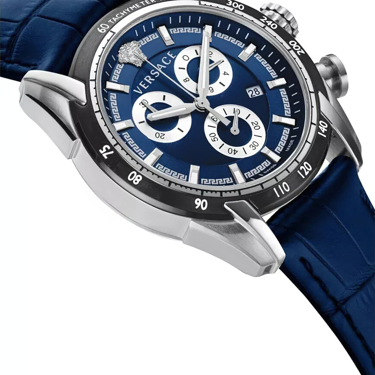 Versace Herren Chronograph V-Ray Chrono Silber Blau VE2I00721