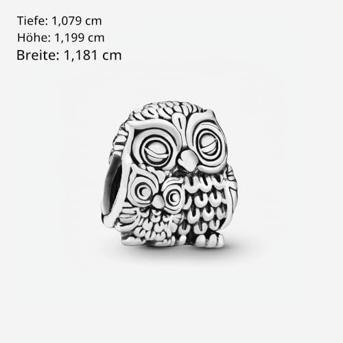 PANDORA Moments Mutter Eule und Baby Eule Charm Sterling-Silber 10,8 x 12 x 11,8 mm (T/H/B)