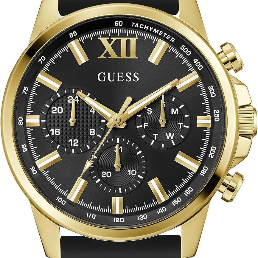 Guess Armbanduhr Herren Walker Multifunktion Gold Schwarz GW0913G2