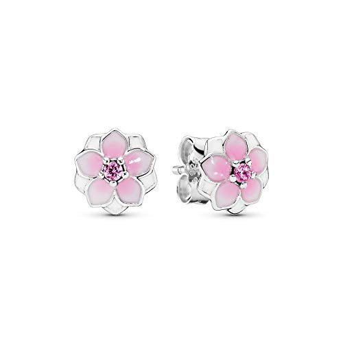 Pandora Ohrstecker Radiant Bloom Magnolie Sterling Silber, Cubic Zirkonia, Emaille 290739PCZ