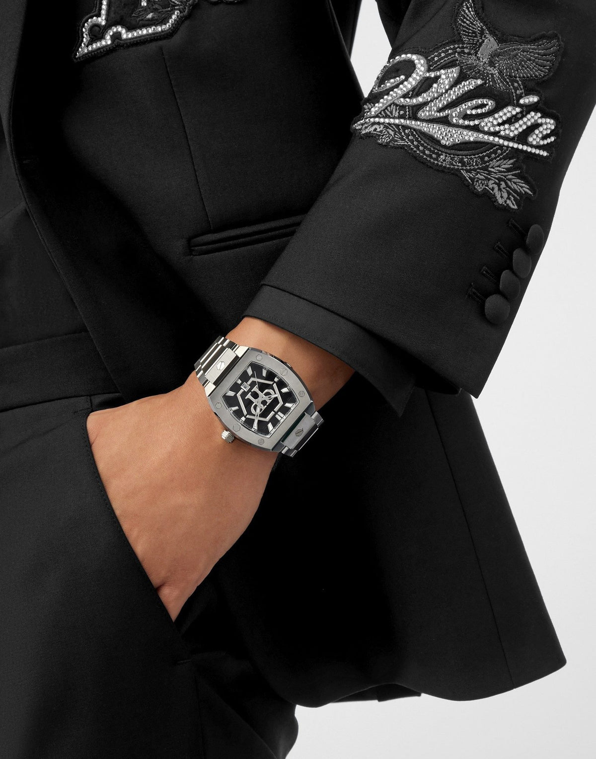 Philipp Plein Herrenuhr The Hexagon Phantom silber schwarz PWPUA0725