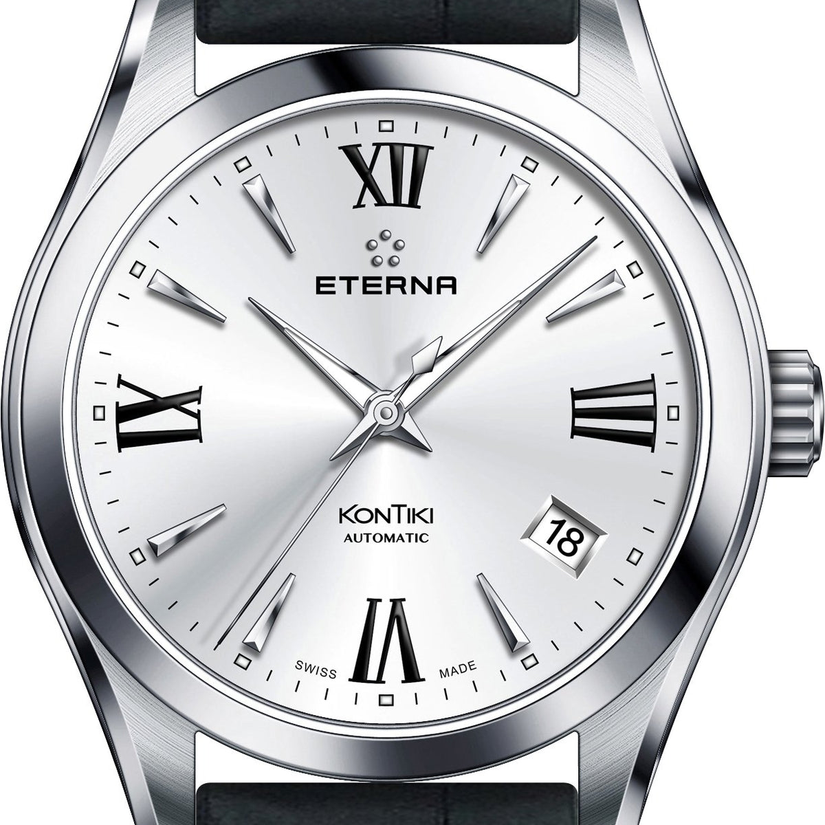 Eterna Damenuhr Kontiki Lady Automatic Silber Schwarz 1260.41.12.1378