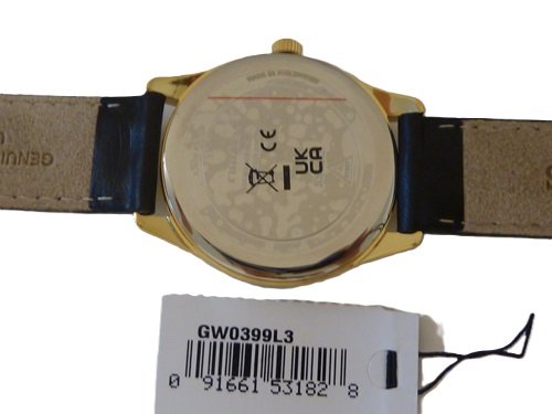 Guess Damen Armbanduhr Emblem 36 mm Ikonisches Dreieckslogo auf dem Zifferblatt Armband Leder GW0399L3