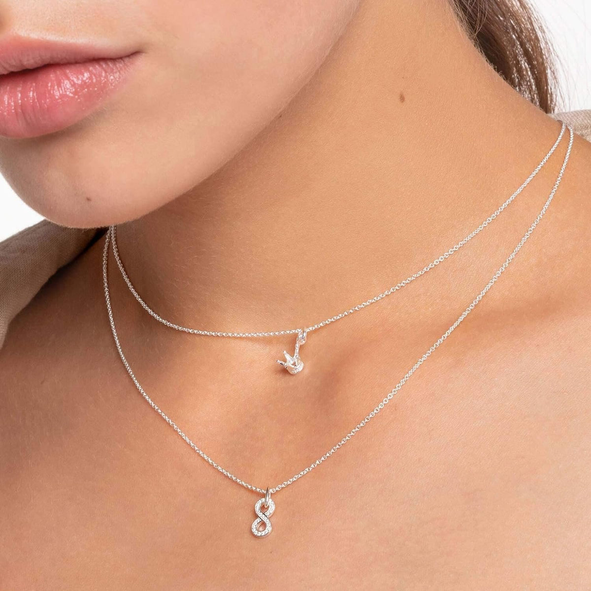 Thomas Sabo Damen Halskette mit Anhänger Infinity-of-Love 925 Sterlingsilber Zirkonia KE2067-051-14-L45v
