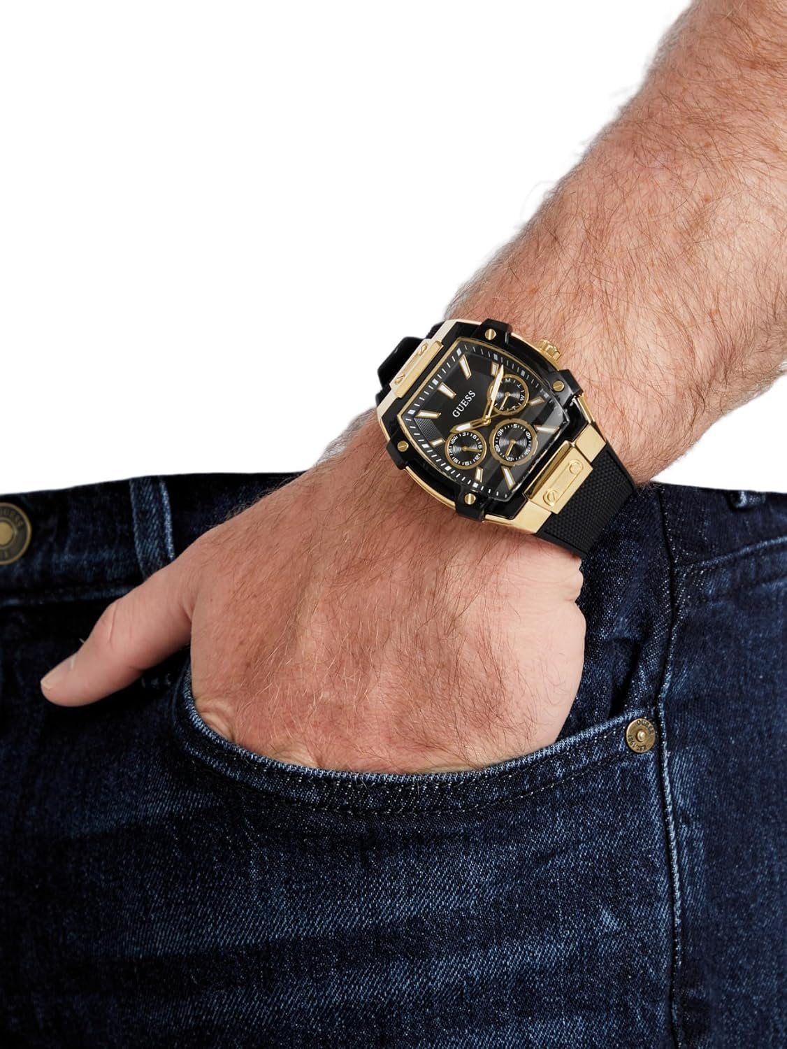 Guess Multifunktionsuhr Herren Phoenix Schwarz Gold GW0956G2