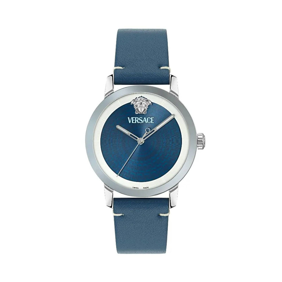 Versace Herrenuhr V‑Helix Blau Lederband VE9G00124