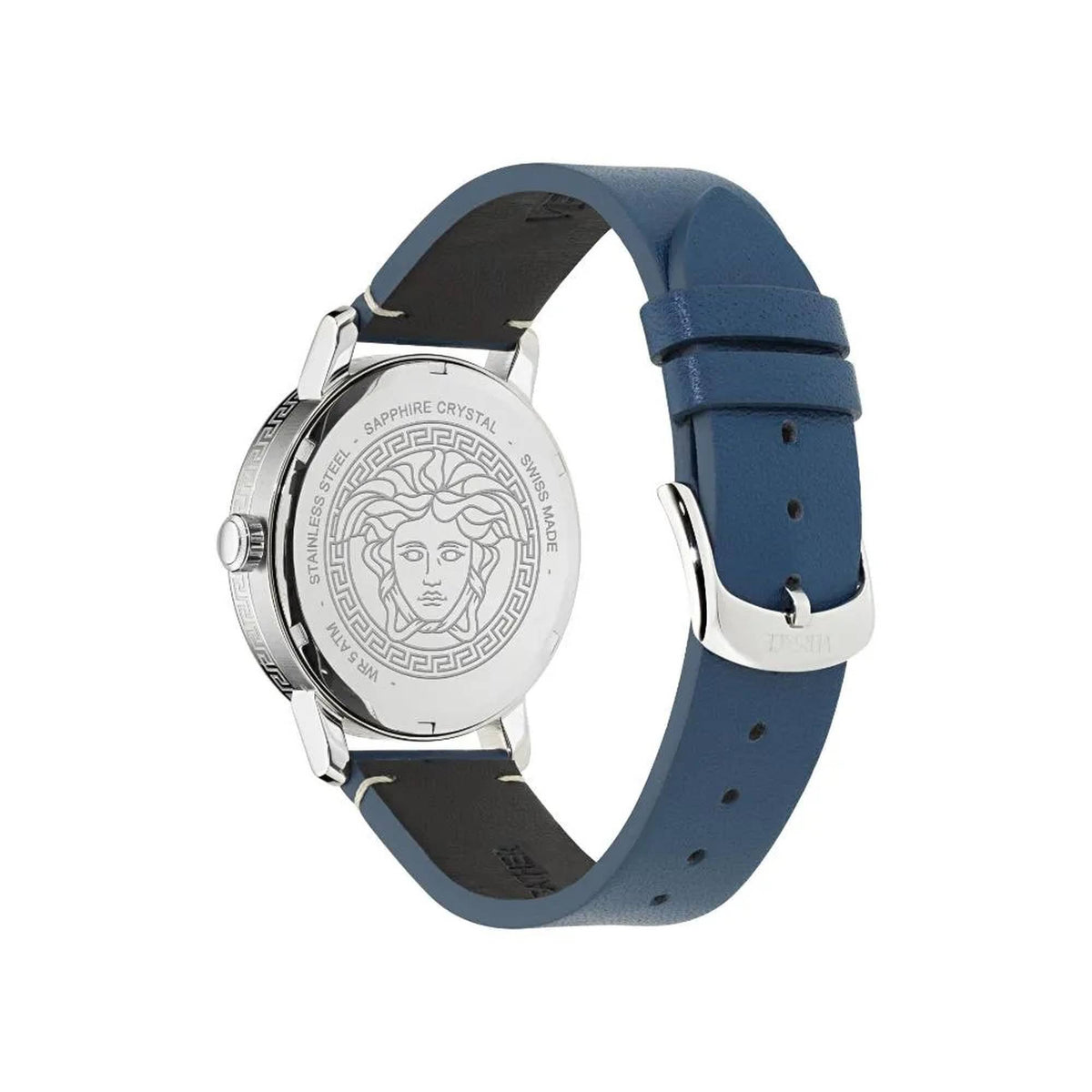 Versace Herrenuhr V‑Helix Blau Lederband VE9G00124