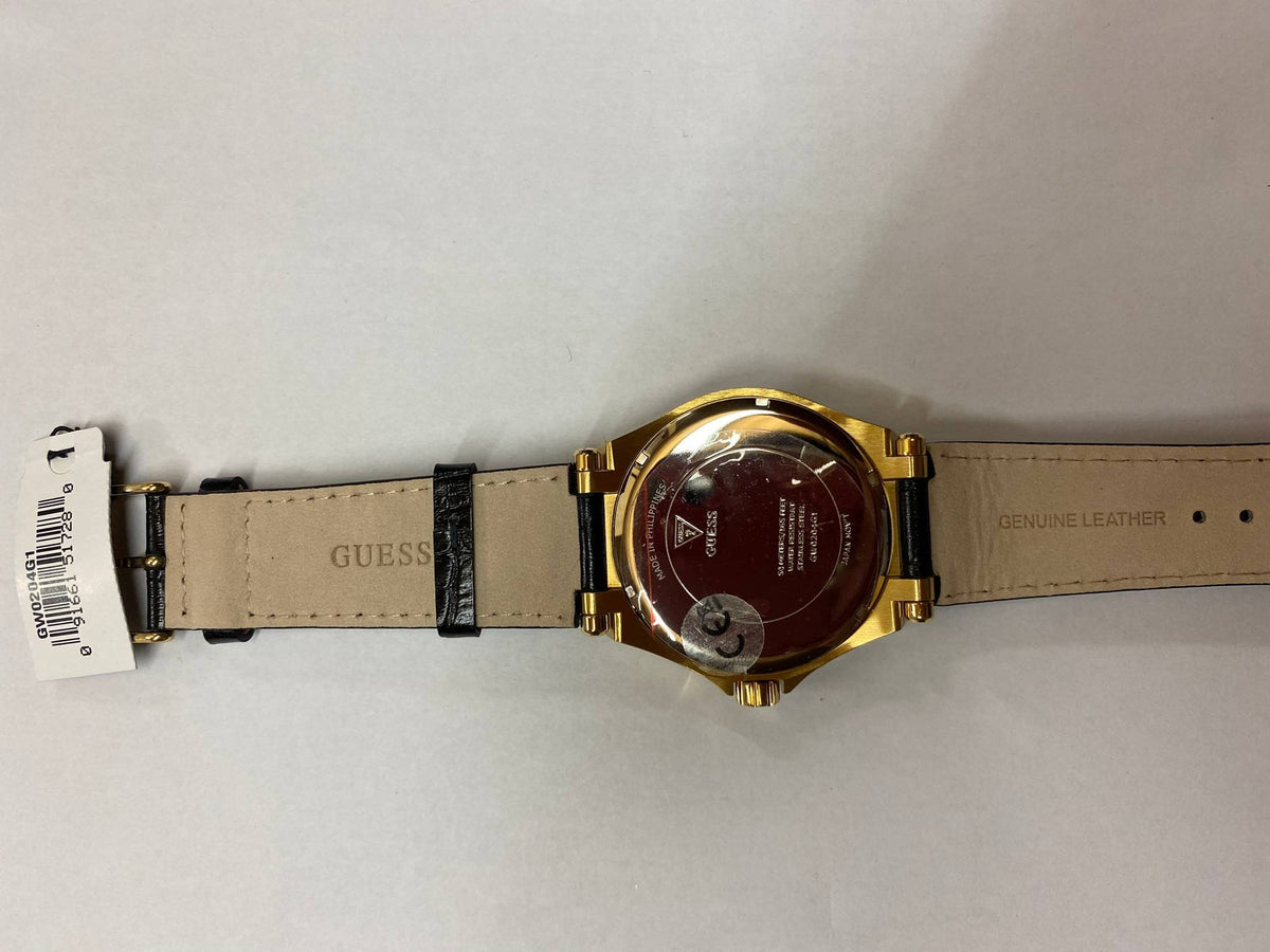 Guess Herren Uhr Edelstahl Farbe Gold Amband Leder/silikon GW0204G1