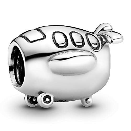 PANDORA Flugzeug Reise Charm in Silber und Sterling-Silber oxidiert Moments Collection