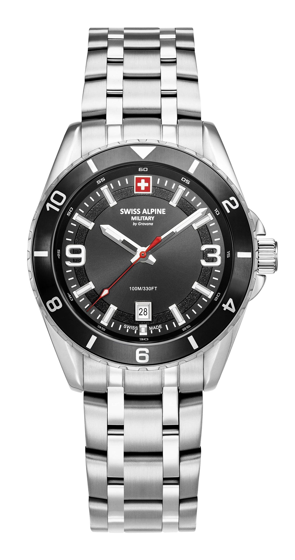 Swiss Alpine Military Herrenuhr für Herren in Silber und Schwarz Sierra 7034.1137