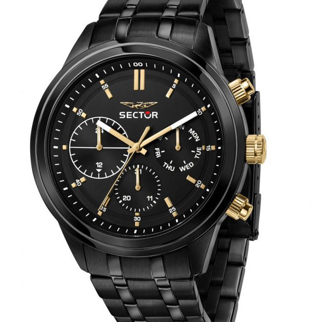 SECTOR Herren Armbanduhr Chronograph 670 45MM MULT BLACK DIAL BR BLACK